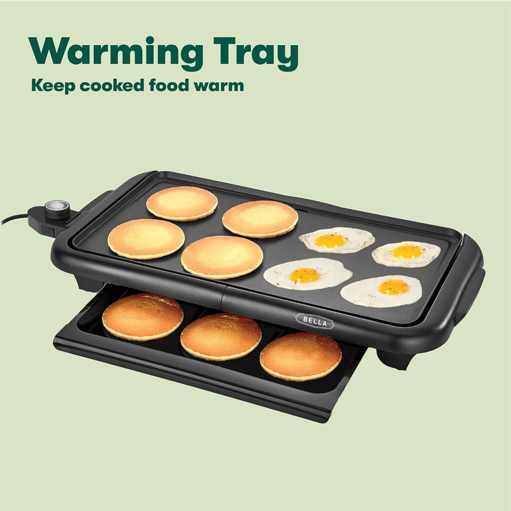 BELLA Electric Griddle w Warming Tray, 10 x 18, Copper/Black  2 Slice Toaster, Quick  Even Results Every Time, Stainless Steel